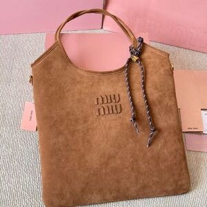 Miu Miu Tan Suede Tote Bag